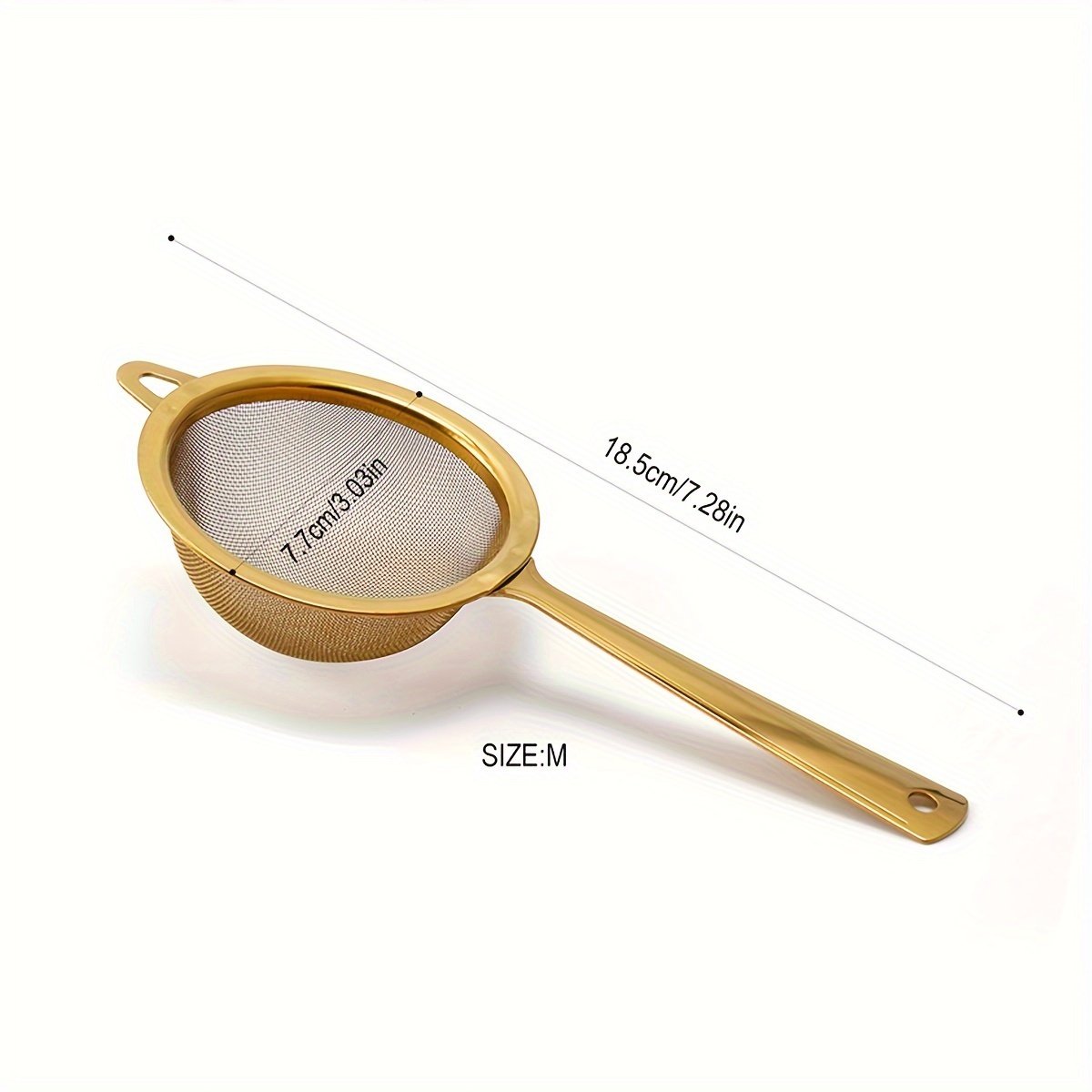 E-shop Goldener Edelstahl Filter Sieb, Rundtrichter Sieb für den Haushalt, Küchen Kuchen Backpulver Sieb Werkzeug