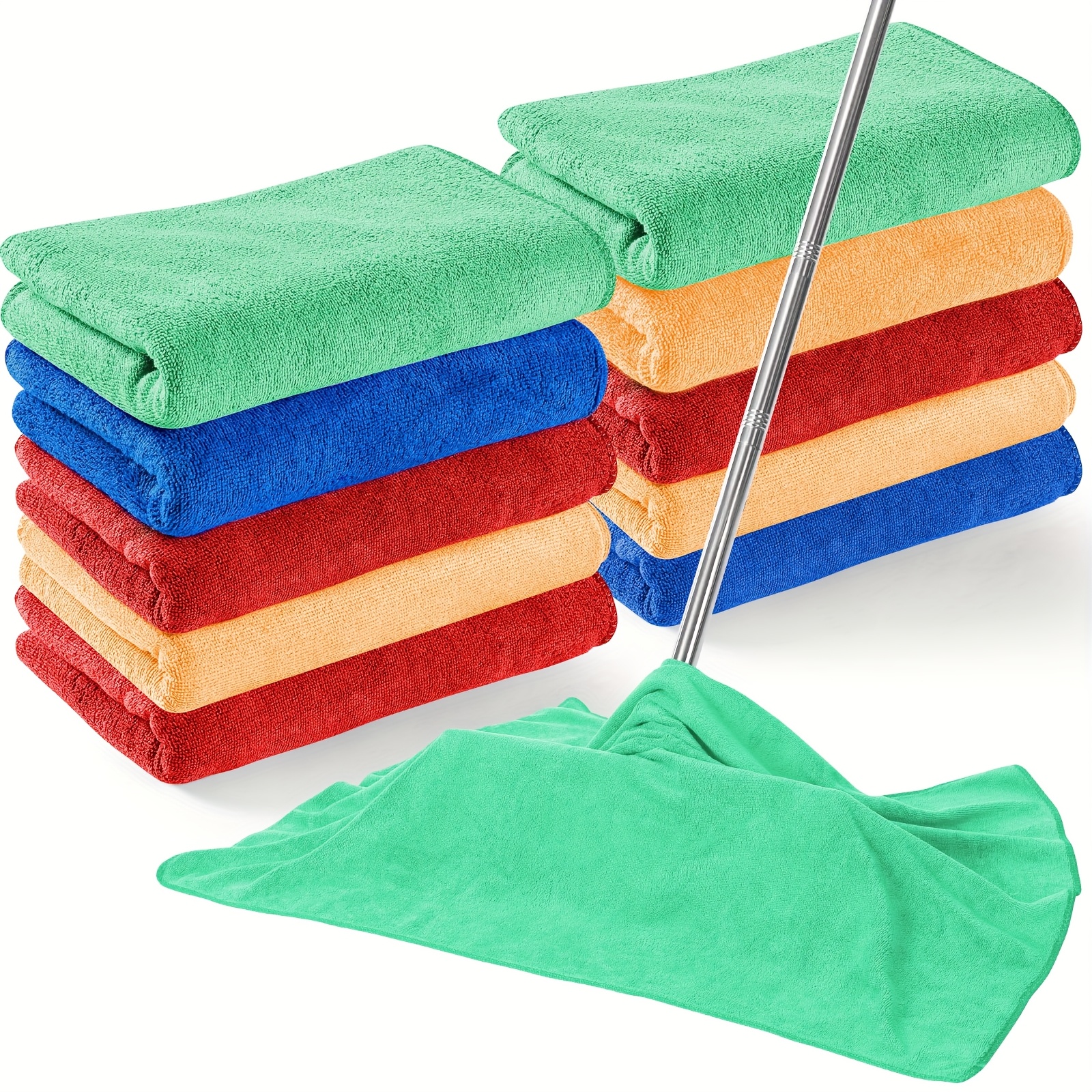 TEMU 10pcs Extra Large Microfiber Cleaning Cloth 30" X 20" Large Floor Microfiber Towel Reusable Washable Free Lint Free Cloth Rag For Squeegee Mop Floor Window Housekeeping (assorted Color)