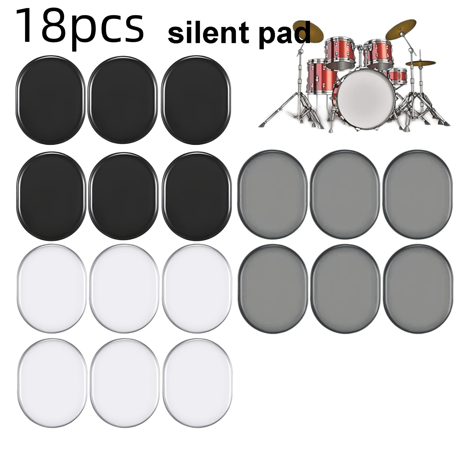 TEMU Miwayer 18pcs Drum Gel Dampeners, Silicone Muffler Pads For Drum/cymbal Tone Control, Additions