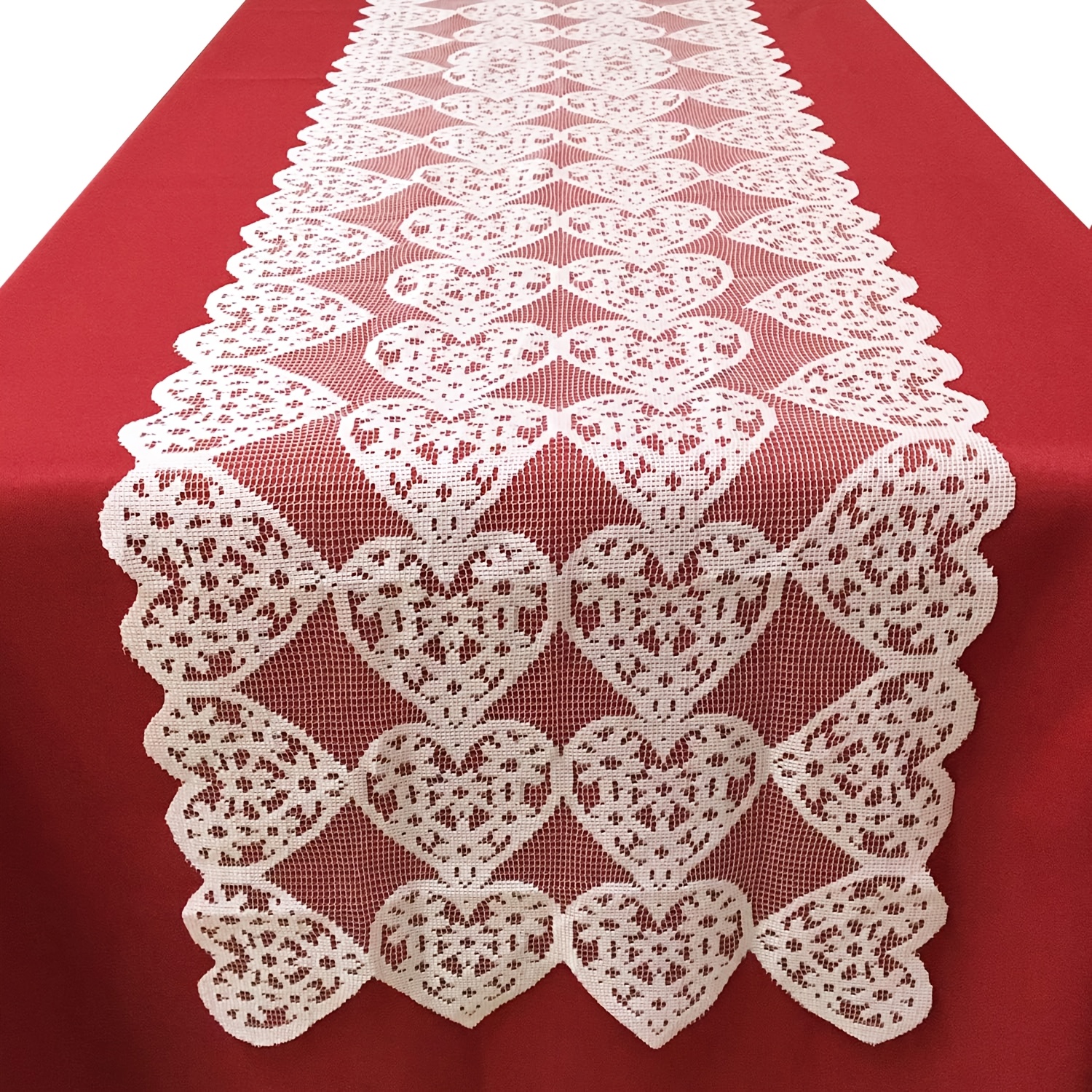 

Valentine's Day Lace Table Runner - Romantic Dinner Decor, No Power Needed