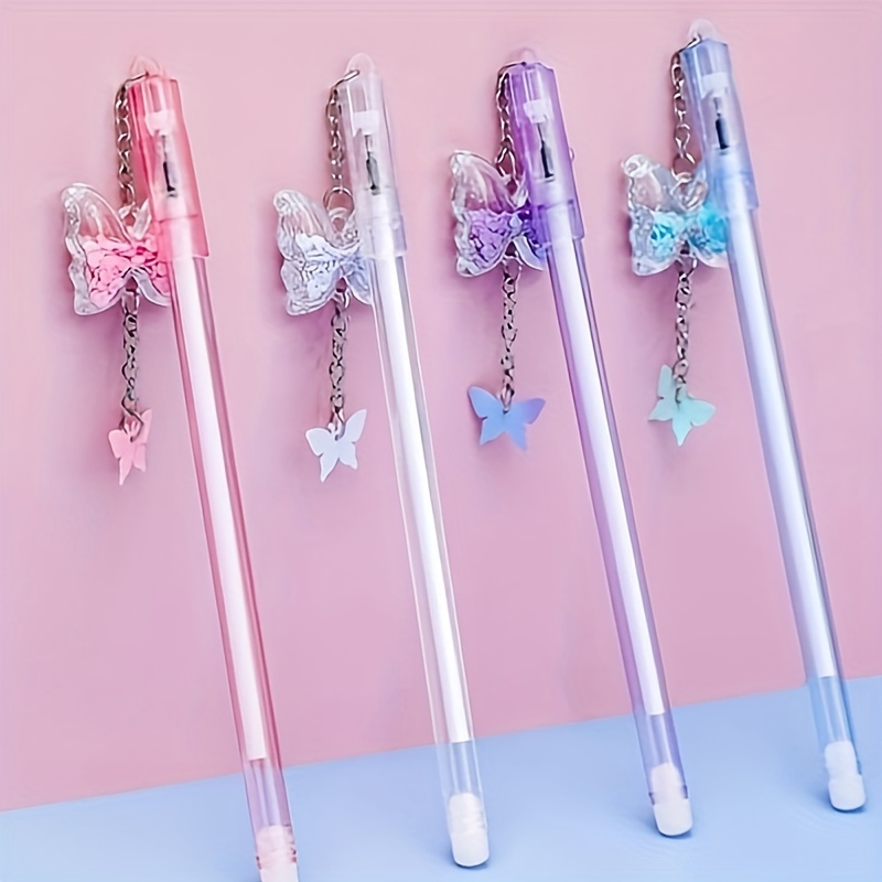 

4pcs Butterfly Pendant Gel Pens Small Fresh Cute Student Exam Signature Pen Pendant Gel Pen