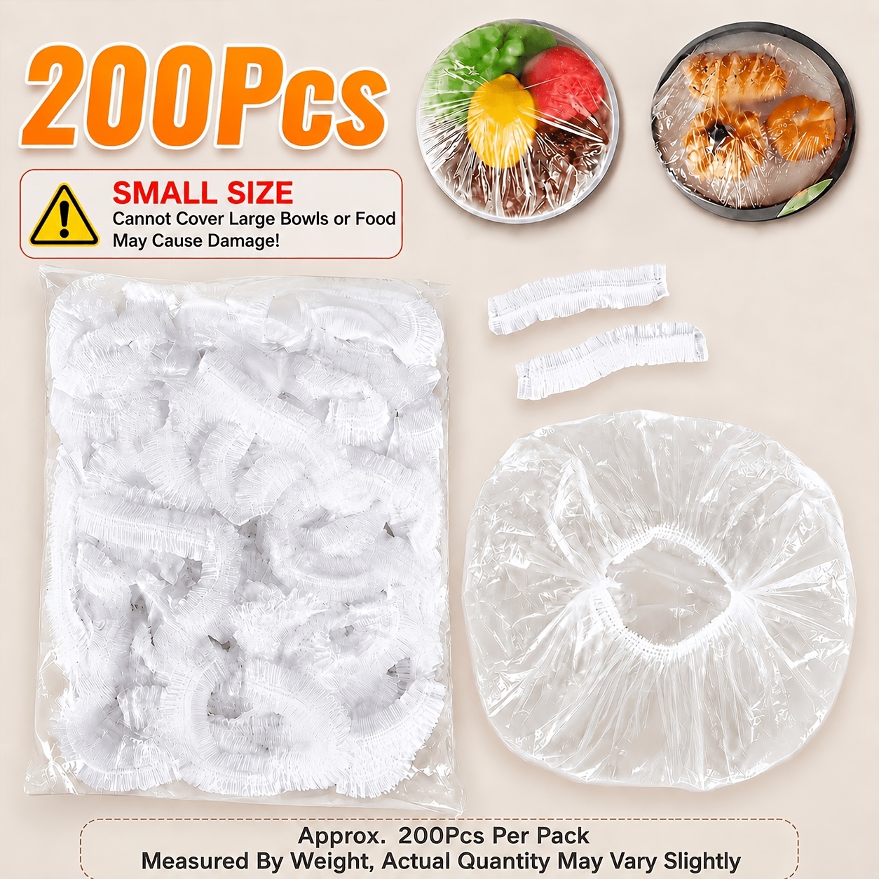TEMU 200pcs Reusable Elastic Food Covers - Made Of Durable Food-grade Plastic, With Stretch And Tear Resistance, Keeping And Preventing Dust And .