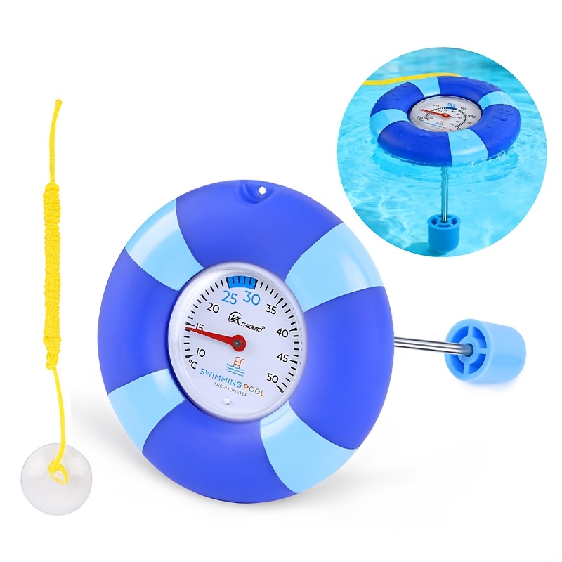 Plavajoči termometer za bazen - Merilnik temperature bazena z žično obrobo in priseskom, natančen in enostaven za branje za bazen, spa, ribni