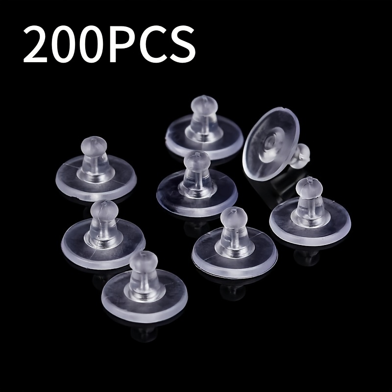 

A Pack Of 200 Diy Ear Accessories, Earrings, Plastic Transparent , Soft Glue Ear Plugs, Silicone Ear , Back , Earrings Back Lock , Earrings Back Replacement Parts, Locking Pin Back, Earrings Back