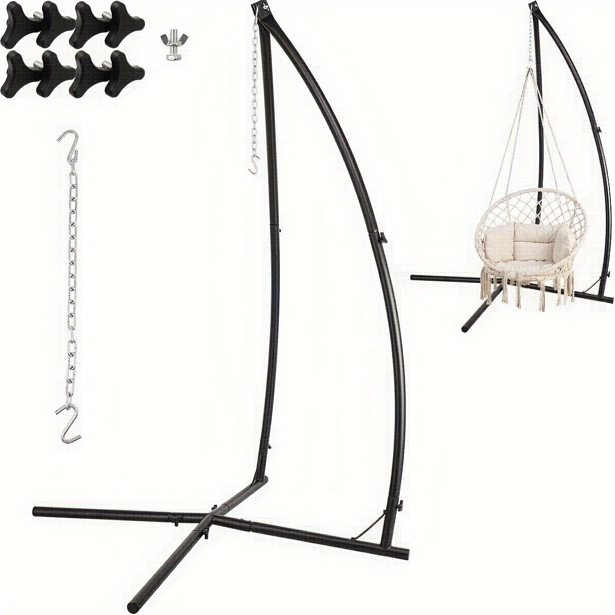 

Hanging Chair Frame, Hanging Chair Frame With Hooks, Height Adjustable, Max 110kg, Hanging Seat Stand For All Types Of Chairs, Hanging Chair Frame For Balcony, , Garden, Chair Not Included