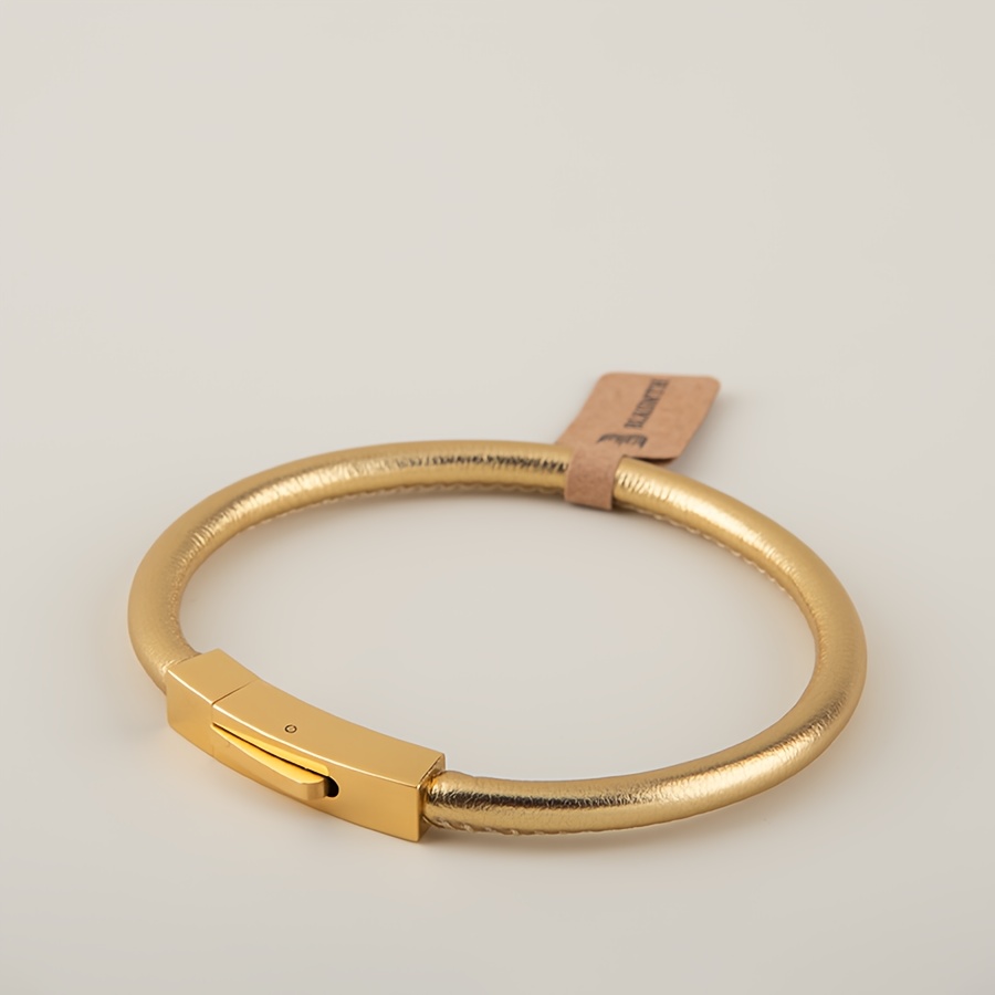 E-shop BLKSMTH 18k vergoldetes synthetisches Leder Minimalistisches Verschlussarmband