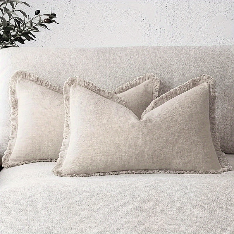 Eleont 2pcs Decorative Tassel Pillowcase Set, Comfortable Bohemian Farmhouse Cushion Covers With Tassels, Soft Pillowcases Suitable For Sofa, Bed, Living Room, And Home Decor