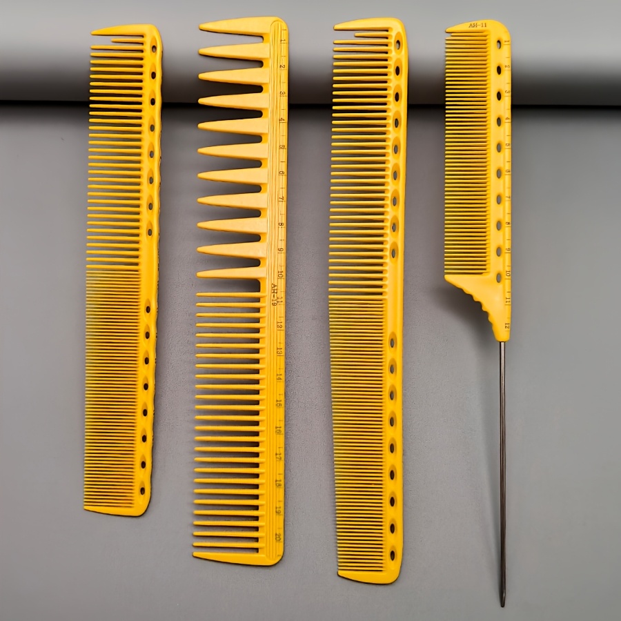 TEMU Haarbürste 4-teiliges Set, Sehr nützlicher Salonkamm für Haare, Professioneller Stylist Styling- und Schneidkamm, Kammkörper mit numerischen