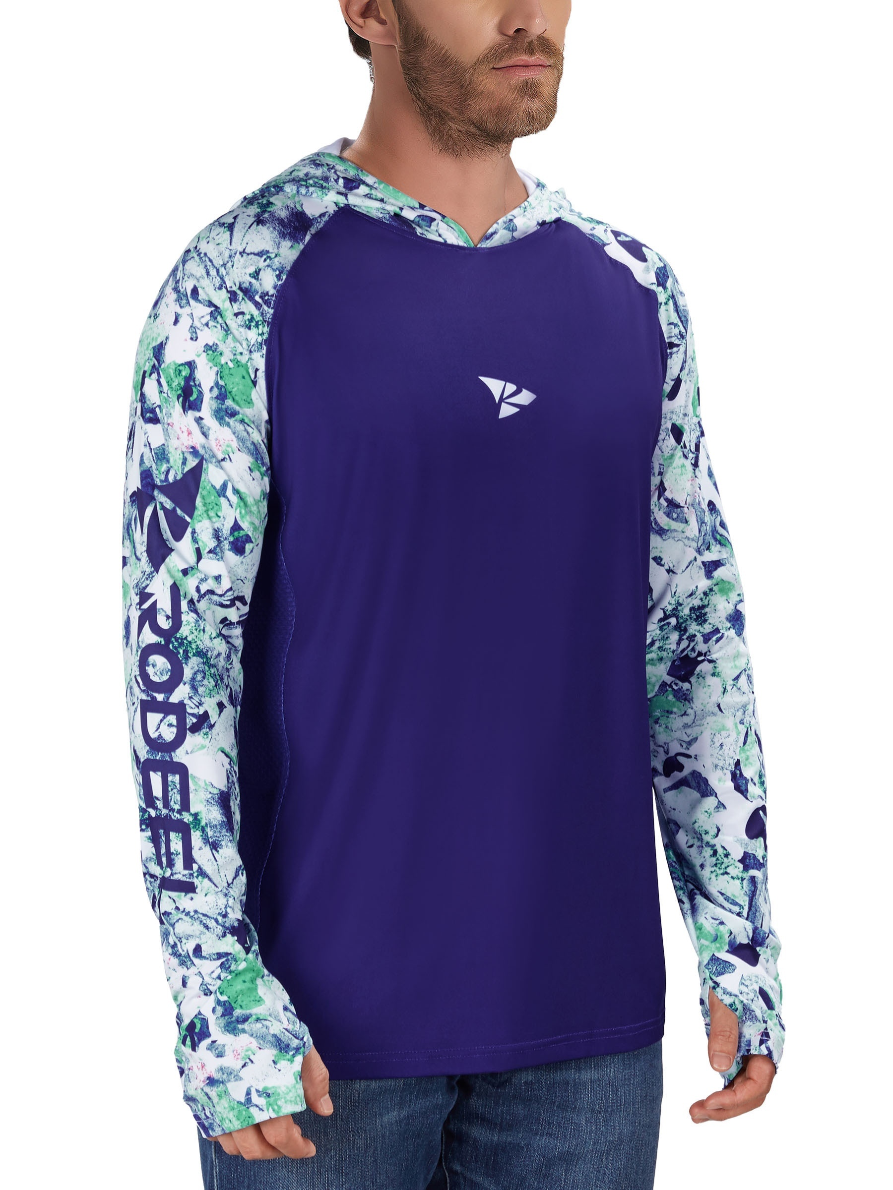 Youth UPF50+ Long Sleeve Fishing Hoodie Shirt FS03Y, Dark Blue / X-Large