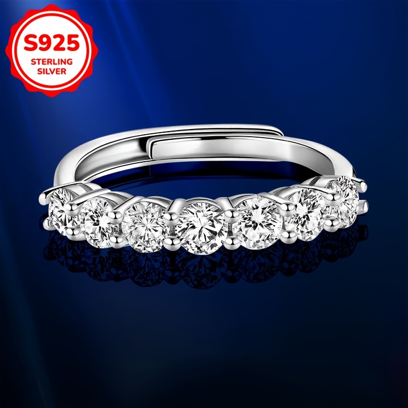 925 Silver Women's Ring with Synthetic Zirconia - Adjustable and Elegant