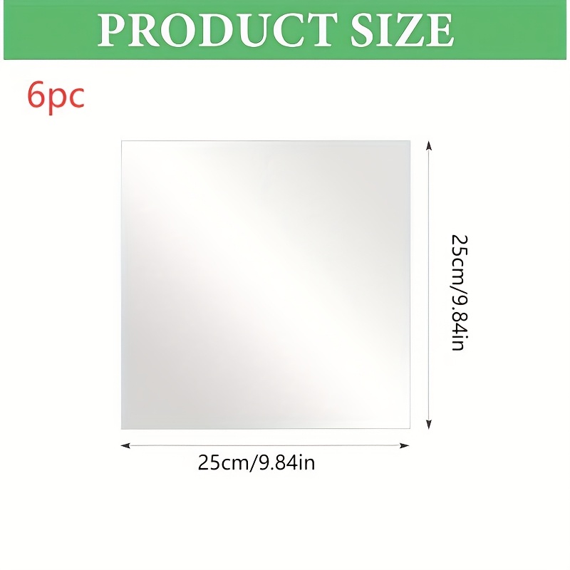 TEMU 6pcs Acrylic Mirror Wall Decoration, Shatterproof And Punch-free Full-length Mirror Make Up Mirror Bathroom Mirror, Acrylic Mirror, Suitable For