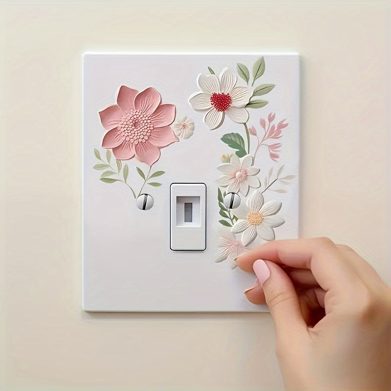 1pc 3D Floral Shadow Effect for Switch Sticker - Modern Vinyl Wall Art Decal for Home Decor, Easy Apply & Remove