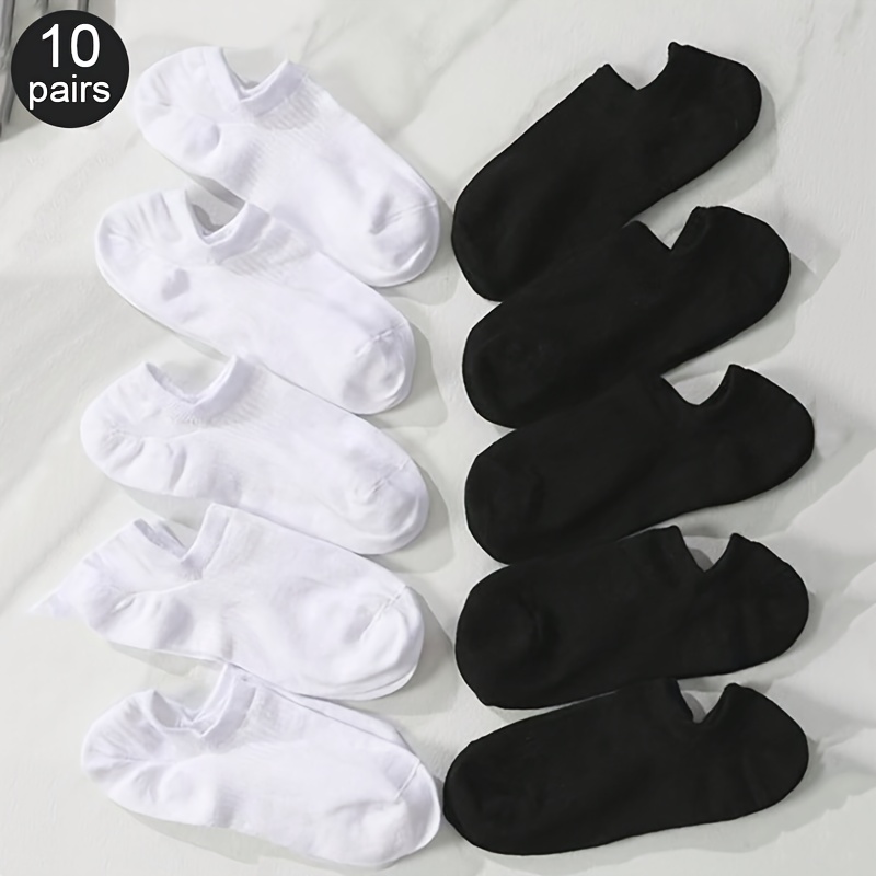 

10 Pairs Solid No Show Socks, Simple & Breathable Invisible Socks, Women's Stockings & Hosiery