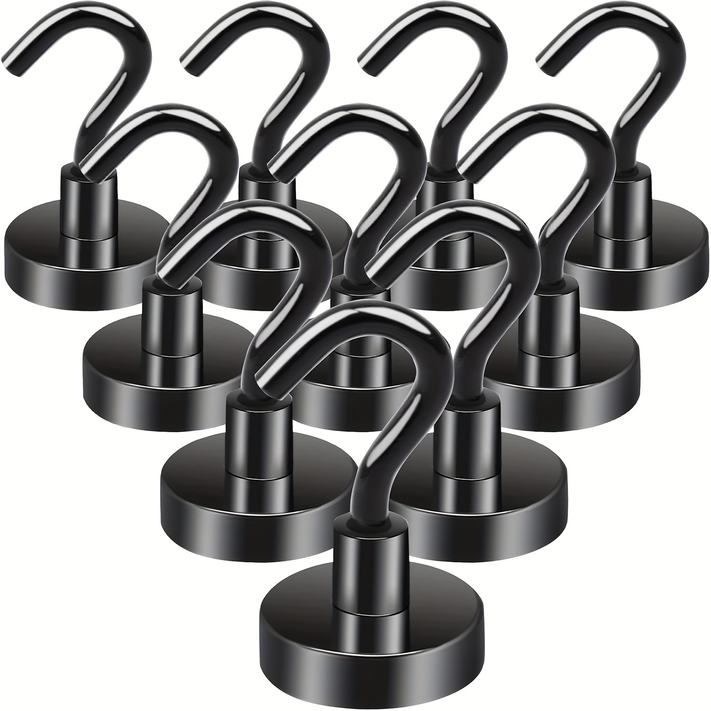 

Pack Of 10 Heavy-duty Neodymium Magnetic Hooks, 15 Kg Pull Strength, Uv Resistant, , Ceiling Mount, Painted Metal , Punch-free For , Refrigerators, Kitchen, Office, Camping