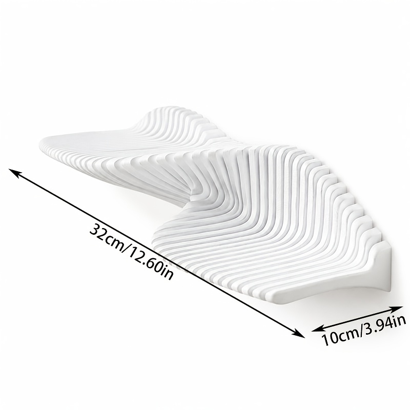 TEMU 3d Printed Wave Art Floating Shelf - Modern Minimalist Wall-mounted Display Rack With Hollow Wave, Space-saving Suitable For Vases,, Decorative