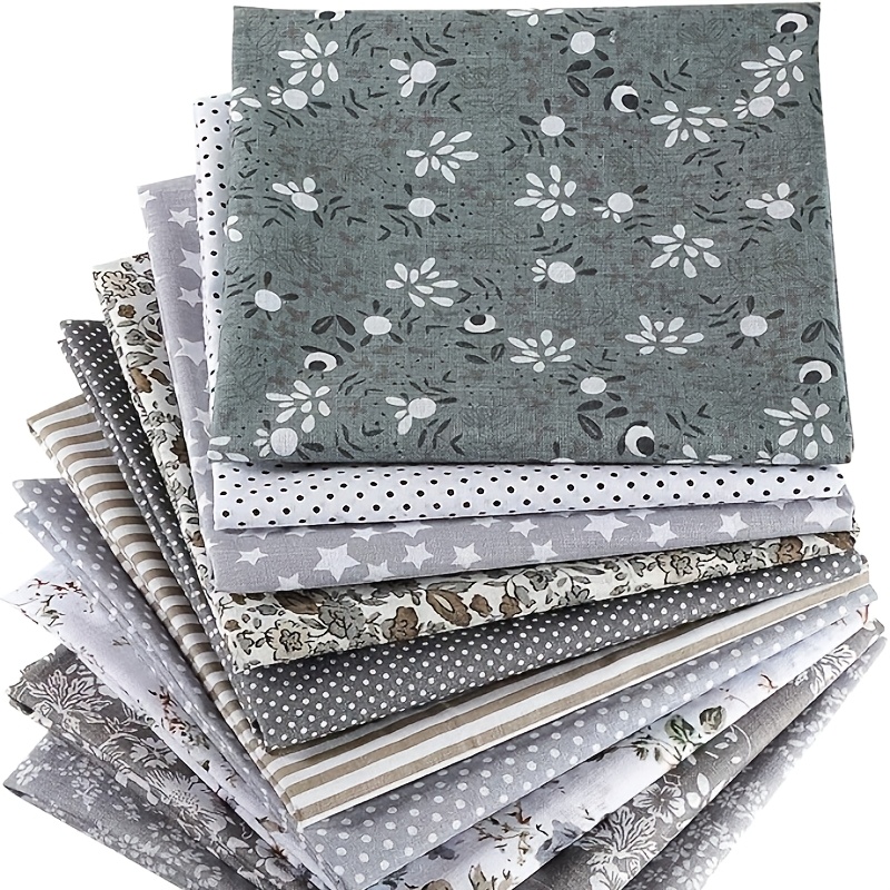 TEMU 10pcs Of 20 X 20 Inch Square Floral Quilted Gray Fabric | Sewing Fabric, Floral Dot Stripe Pattern, Suitable For Art Crafts, Scrapbooks, Hand