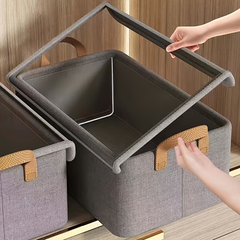 Foldable Plastic Storage Container Basket With Lid, Thickened Student  Organizer Box, Simple Plastic Box, Storage Boxes Used for  Wardrobe/Clothing/Books 