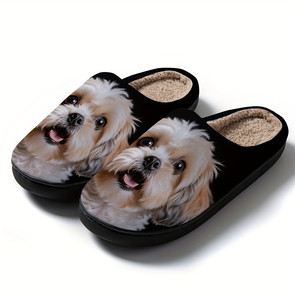 Comfortabele Dames Print Slippers - Zachte en Knusse Binnenshuis/Buitenshuis Huisschoenen met Pluche Gevoerde Binnenzool en Antislip TPR Buitenzool, Geschikt voor Koude Vloeren. Wasmachinebestendig, Leuke Dierenprints, Duurzame Gripzool, Casual Stijl, Stoffen Bovenwerk, Thuiscomfort, Stijlvolle