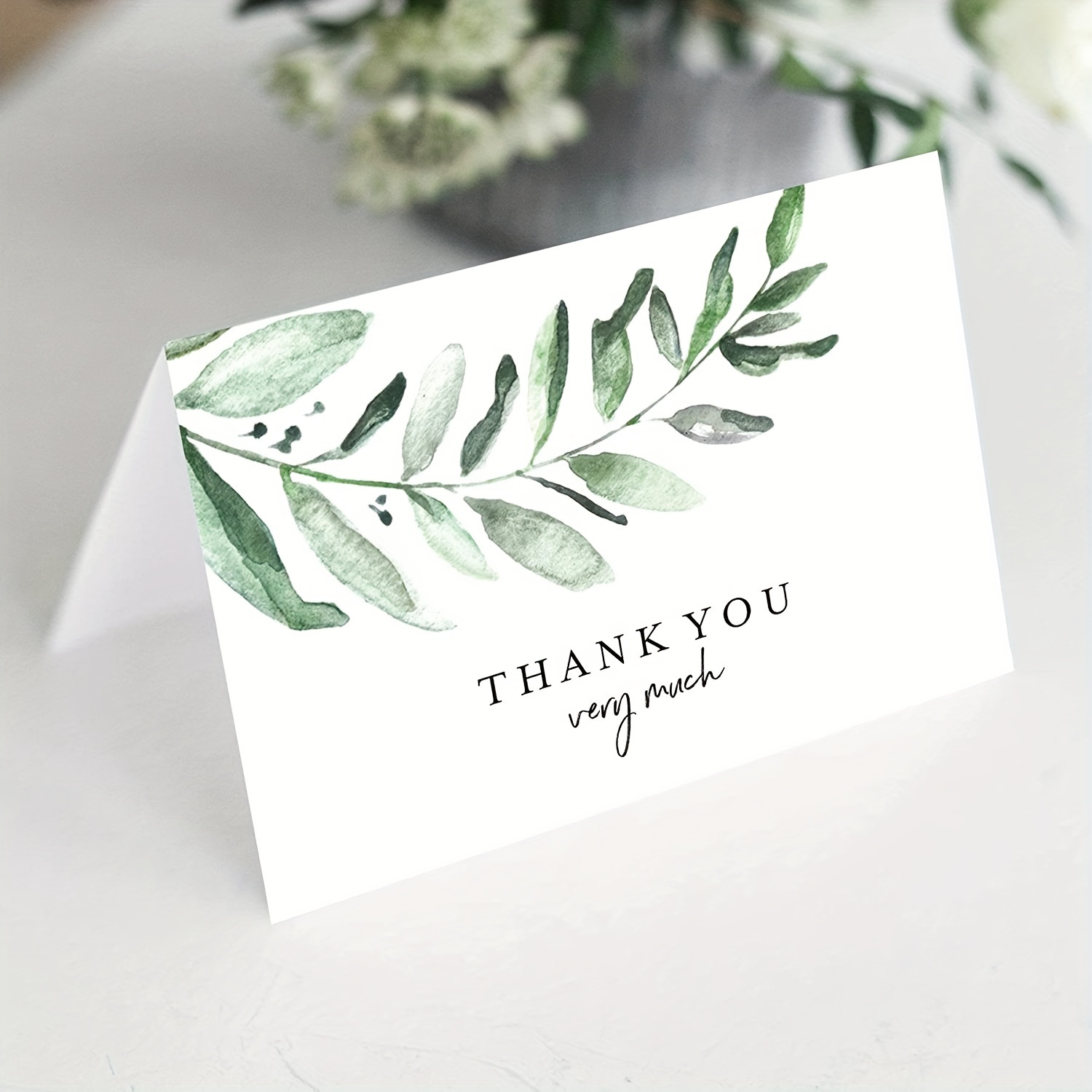 

10pcs/pack Simple Style Thank You Card Folding Card Diy Greeting Card Invitation Handwritten Blessing Thank You Card