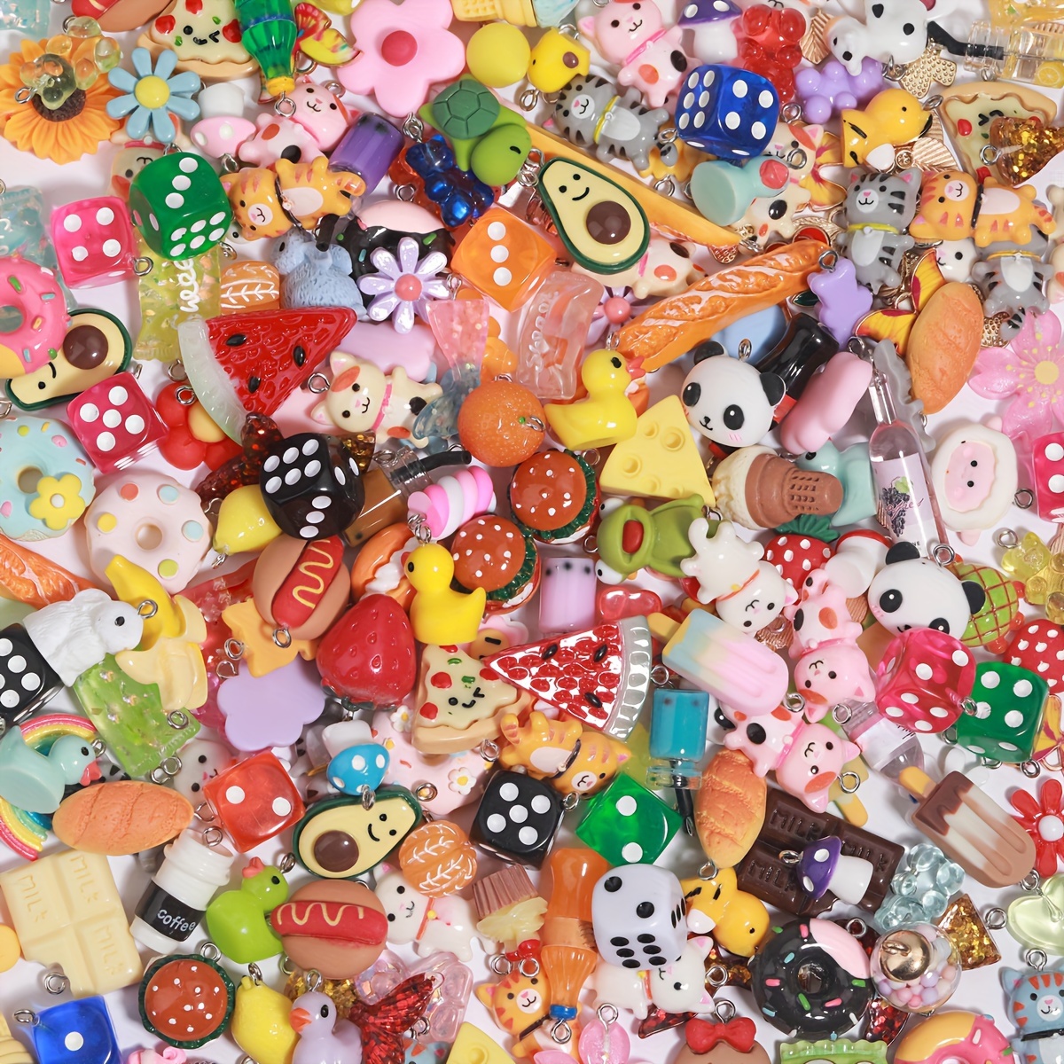 

Assortment Of Polyresin Charms, Fashion Imitation Food, Fruit, And Animal Pendants For Making - Keychains, Necklaces, Bracelets, Earrings, And Cell Phone Decorations