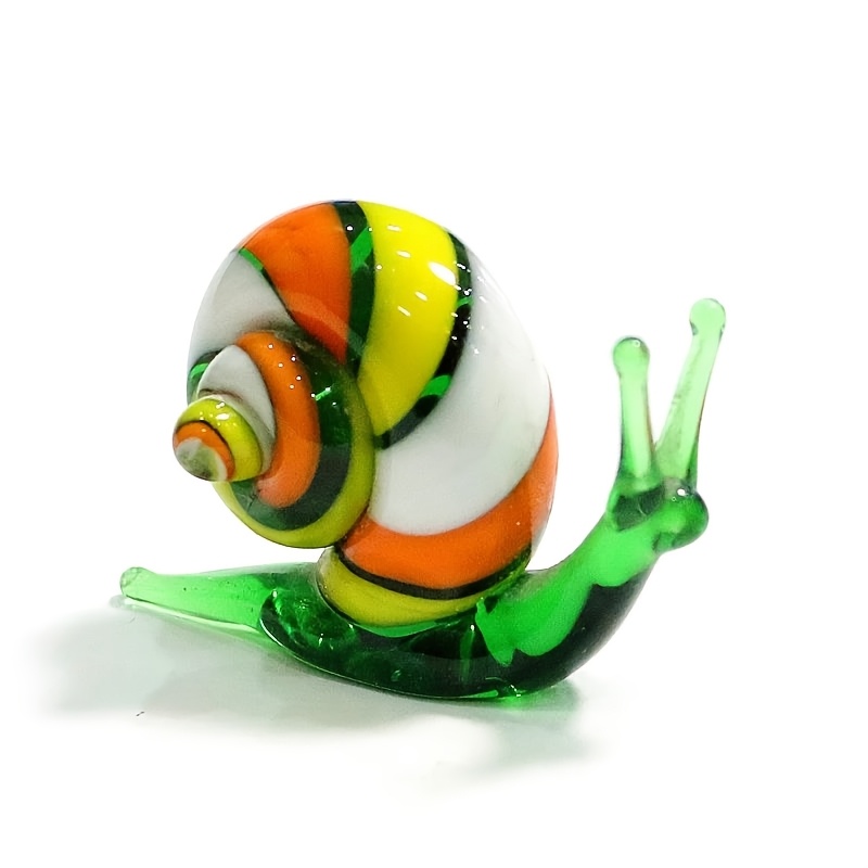 Image of Handcrafted Glass Snail Miniature Statue Decoration, Part Of A Cute Animal Craft Series For Home And Garden Decor