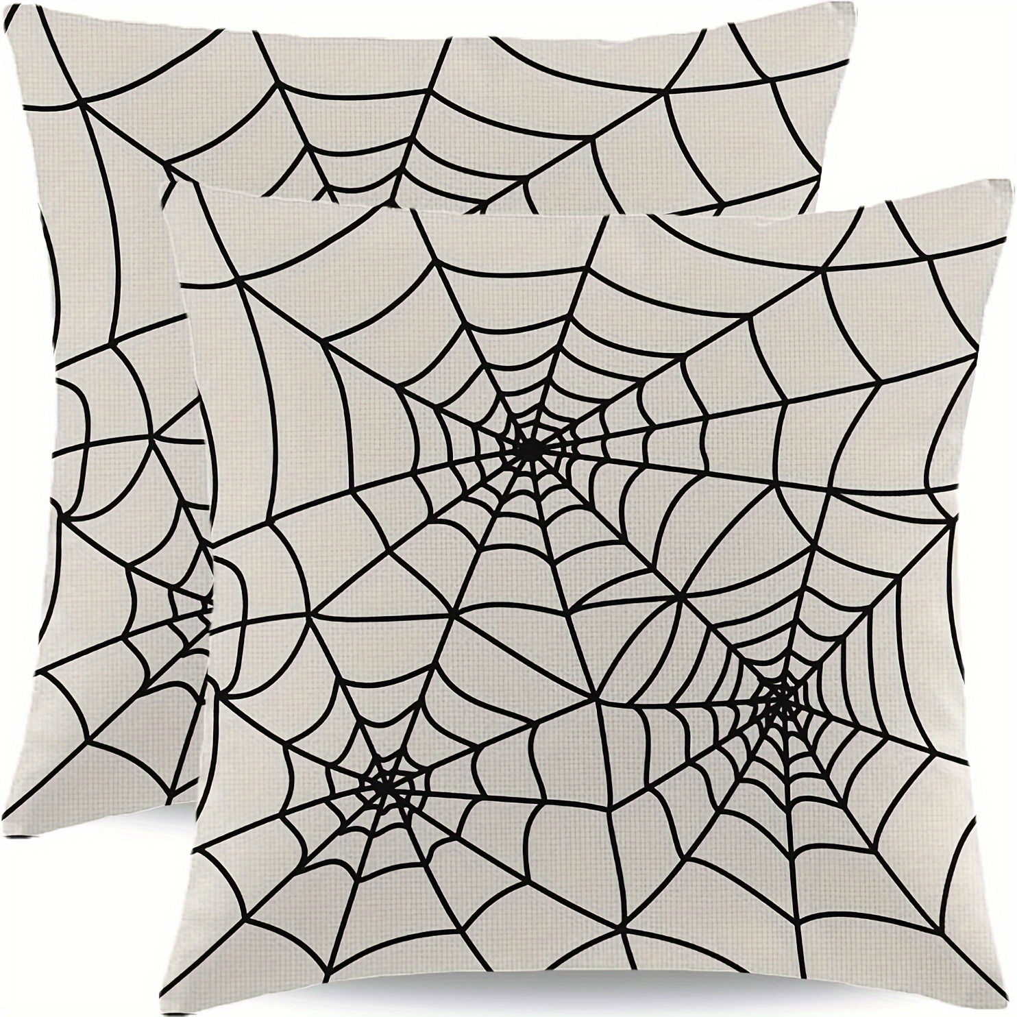 

2-pack Contemporary Linen Throw Pillow Covers With Zipper Closure, 16x16, 18x18, 20x20 Inch - Machine Washable, Spider Web Pattern For Party Sofa Decor, Various Room Types Compatible