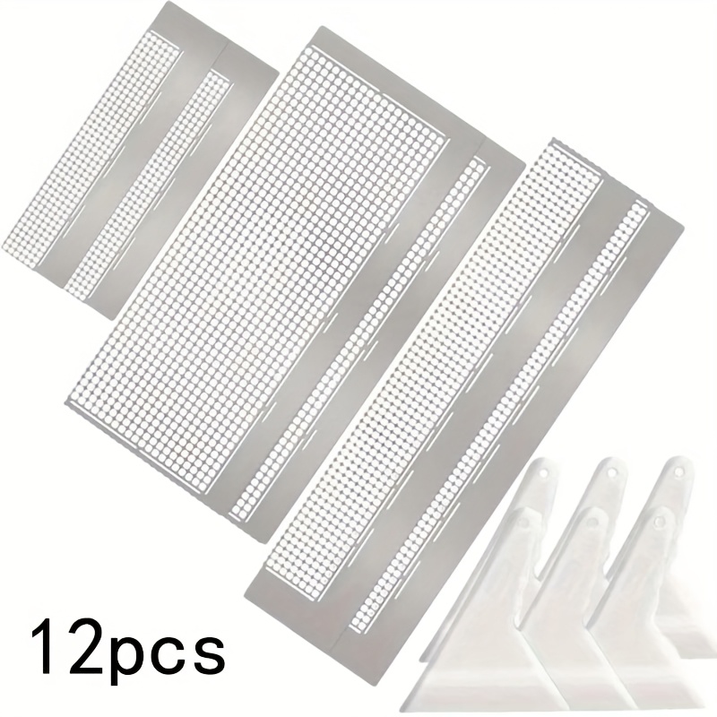 TEMU 12pcs Diamond Painting Ruler Stainless Steel Diamond Mesh Ruler 5d Diamond Painting Ruler Tool Diy Drawing Ruler With 1020 240 520 Blank Grids