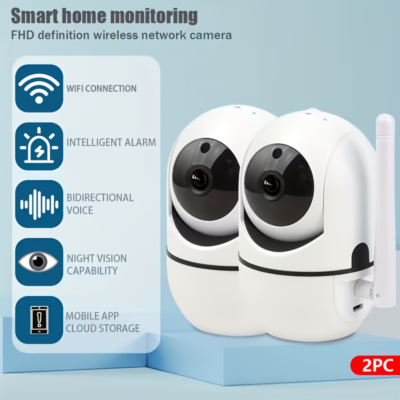 Image of 2pcs And 4pcs 1080p Full Hd Wi-fi Smart Surveillance Cameras, Night Imaging, Audio, Motion Detection, With Pan-tilt Functionality, Wireless Network Cameras, Suitable For Indoor Use, Usb, For Remote