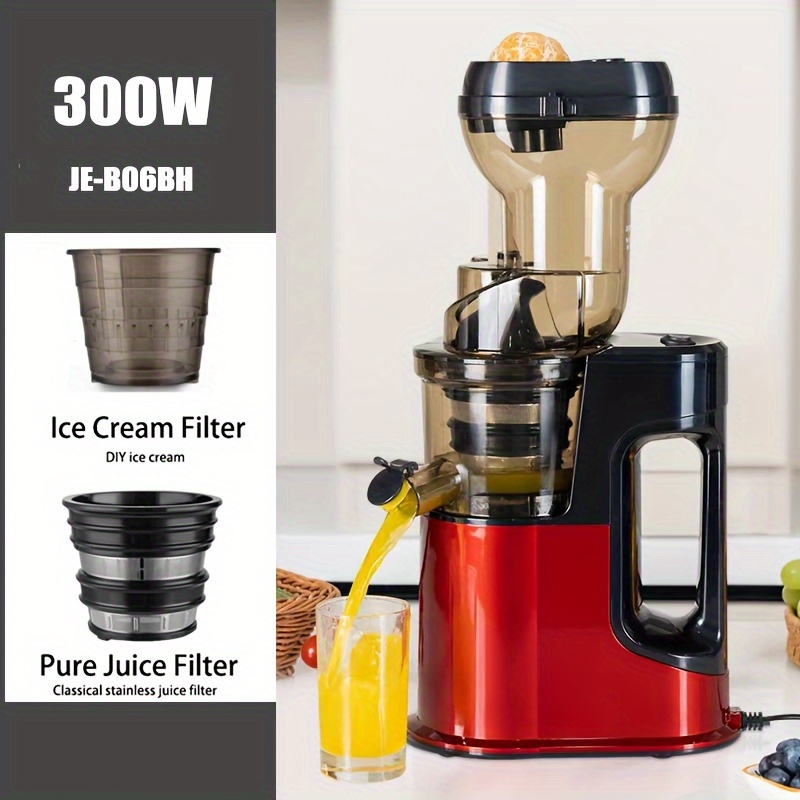 Hilton Quiet Slow Press Juicer Machine 300W Cold Press Juicer with Wide Chute, Masticating Motor for Juice Suitable for Juicers, DIY Ice Cream