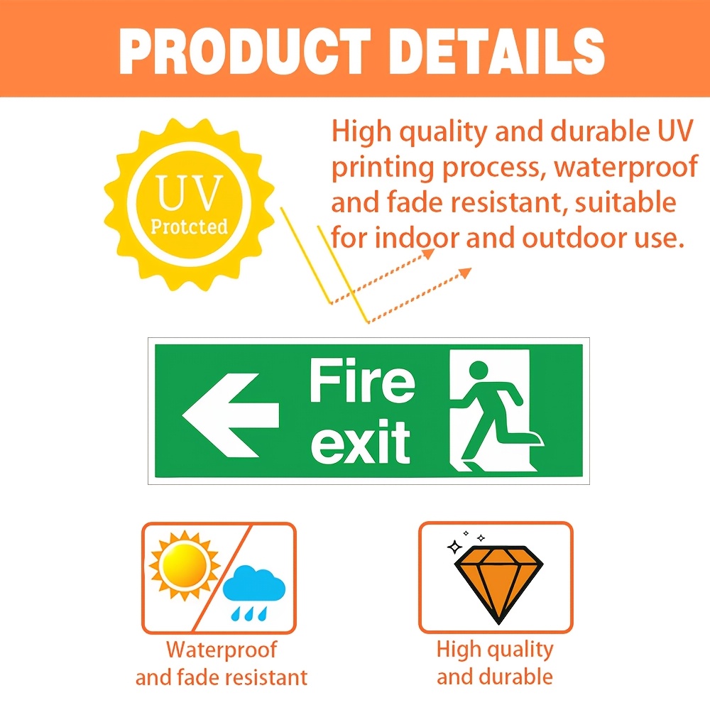2pcs Safety Fire Exit Arrow Stickers