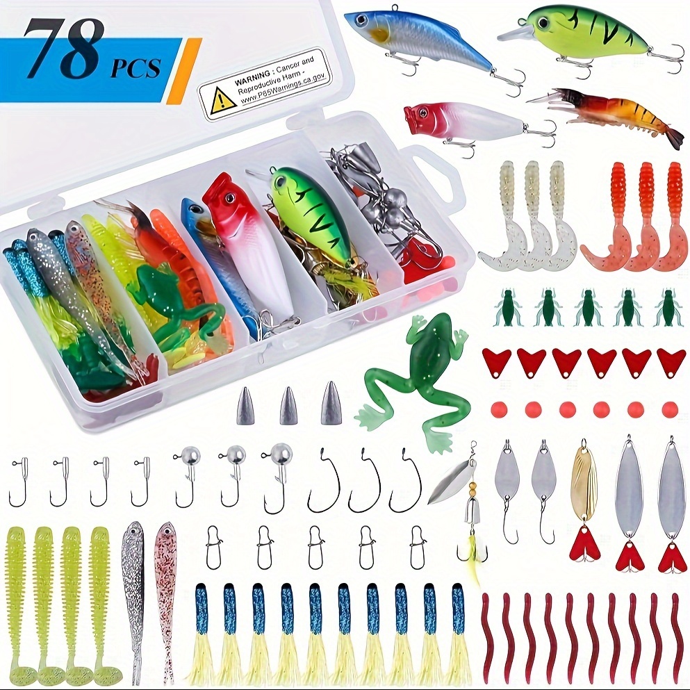 

Plusinno 78/108/189/201/210/253/292/387pcs Fishing Accessories Kit, Fishing Tackle Box With Tackle Included, Fishing Hooks, Fishing Weights Sinkers, , Fishing Gear For Bass, , Crappie, Fishing