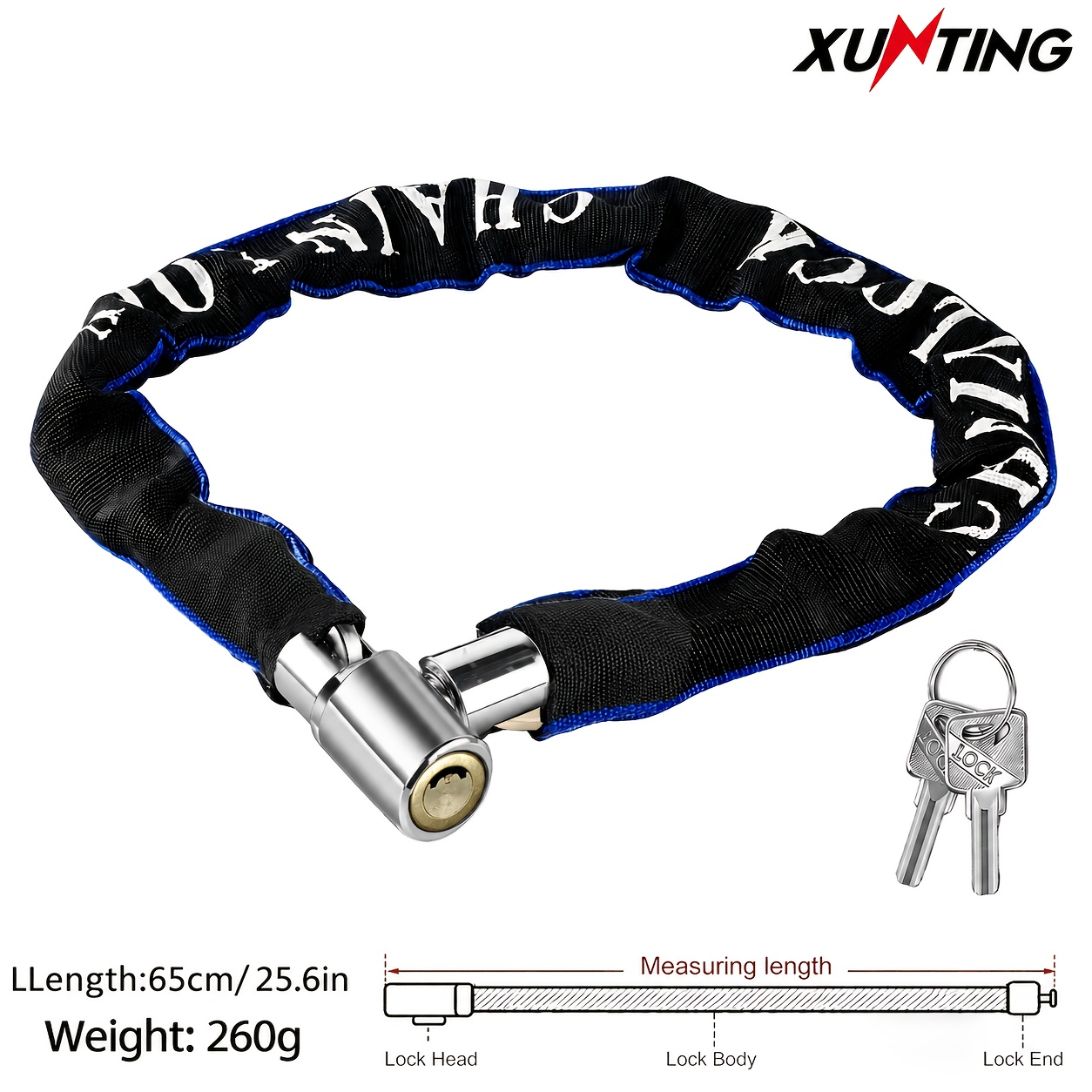Image of Xunting 65cm Bicycle Chain Lock, 250g Portable Anti-theft Lock Core, Cloth Bag For Scratch Protection, Universal Safety Lock For Mountain Bikes, Road Bikes, And E-bikes, Cycling Accessory