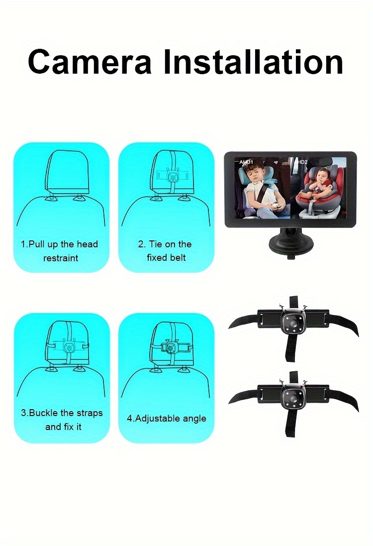 2-Youngsters Youngsters Car Camera for Seat 17.78 cm Single/Dual Screen Display with Two Cameras Easily Install Car Youngsters Camera for Rear Facing Seat details 6