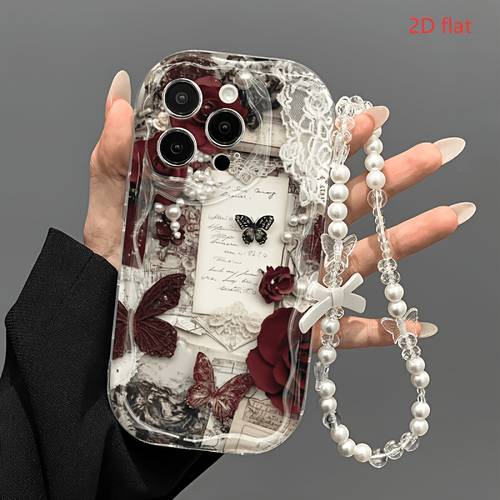 phone case envelope pattern wavy border phone case with charm chain compatible with iphone pro 17 pro 15 14 13 12 11 pro durable stain resistant anti fingerprint birthday valentines day eid gift