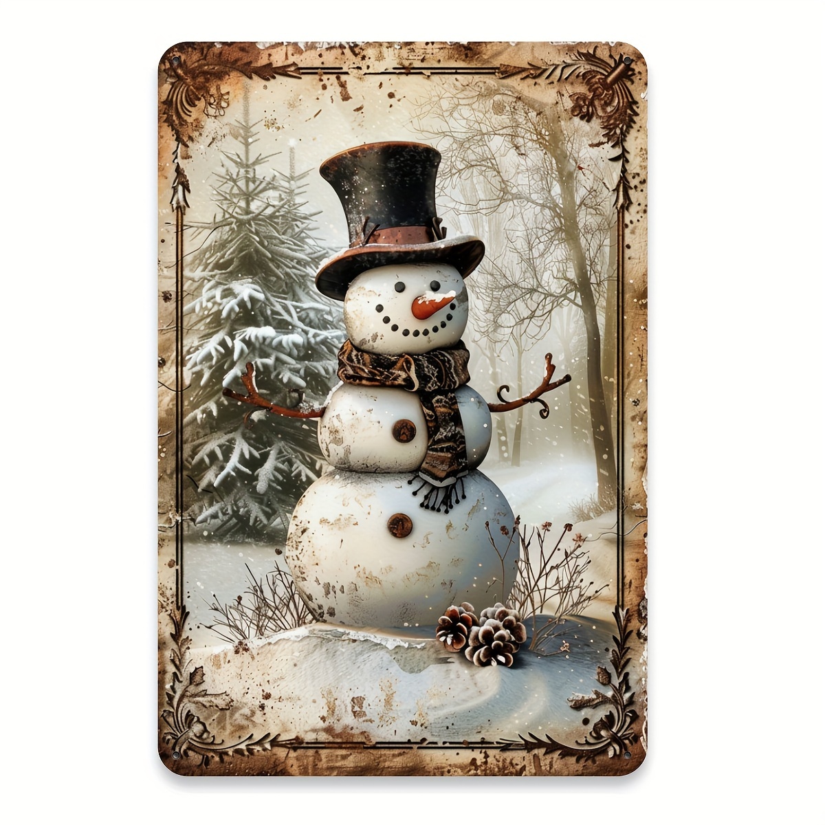 

Vintage Snowman Metal Tin Sign, Christmas Indoor Outdoor Decor, Iron Wall Hanging Art For Home, Bedroom, Office, Study, Cafe, Door Garage Decoration - Pack Of 1, 8x12 Inches