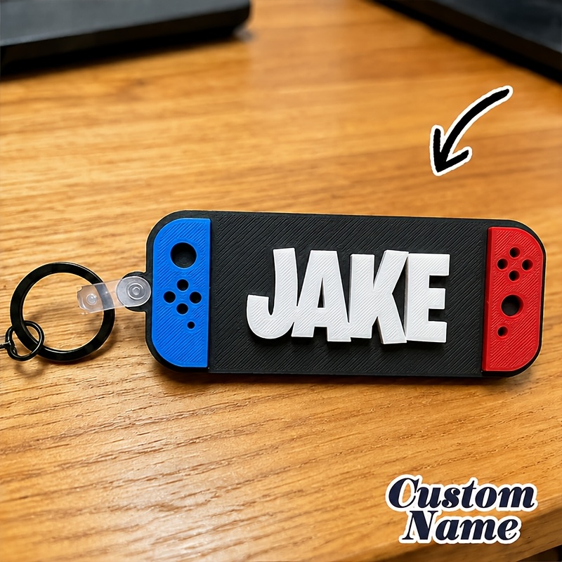 TEMU [Personnalisé] 1 pièce Porte-clés plat 2D personnalisé avec texte et nom pour de console de jeu, plaque nominative pour de jeu, accessoire
