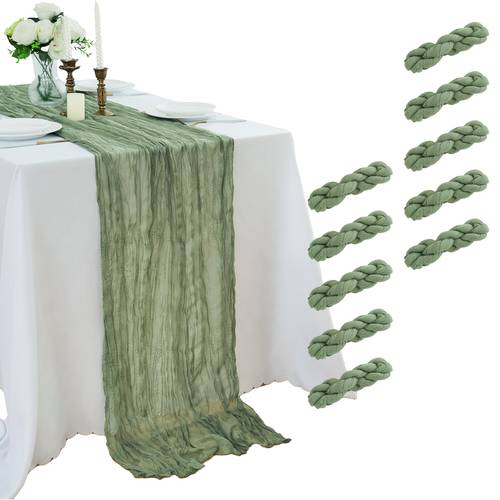 10 pack 10ft 21 6 table runner cheesecloth table runner table runner for wedding reception boho rustic wedding party bridal shower decor home decor