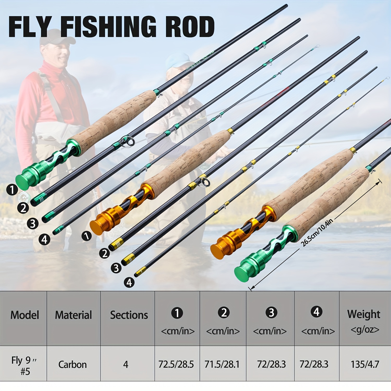 Sougayilang Fly Fishing Rod 9ft Carbon Fiber Fishing Pole - Temu United  Kingdom