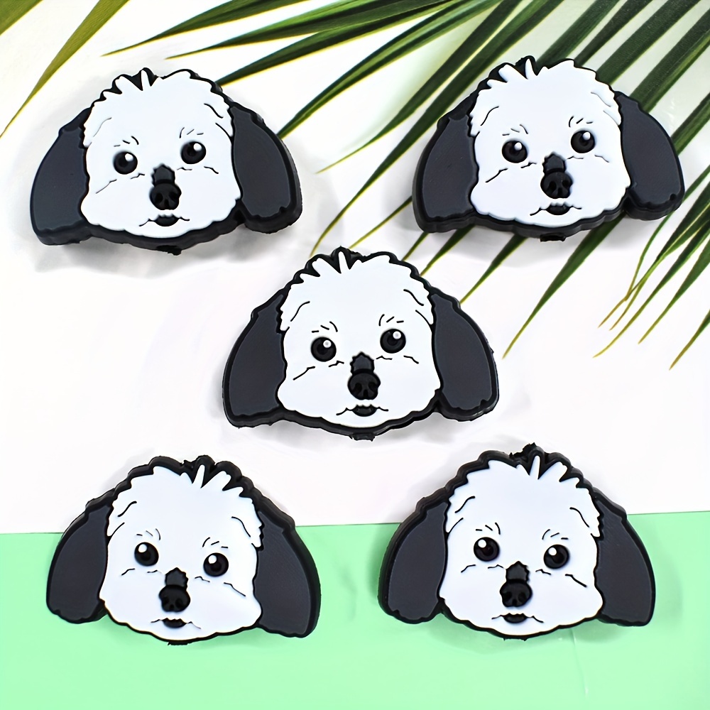 

5pcs Bichon Dog Pen Beads Set - Soft Plastic Puppy Charms For , Bracelets, Necklaces & Keychains - Creative Craft Supplies & Party Gift Idea (no Pen Included)