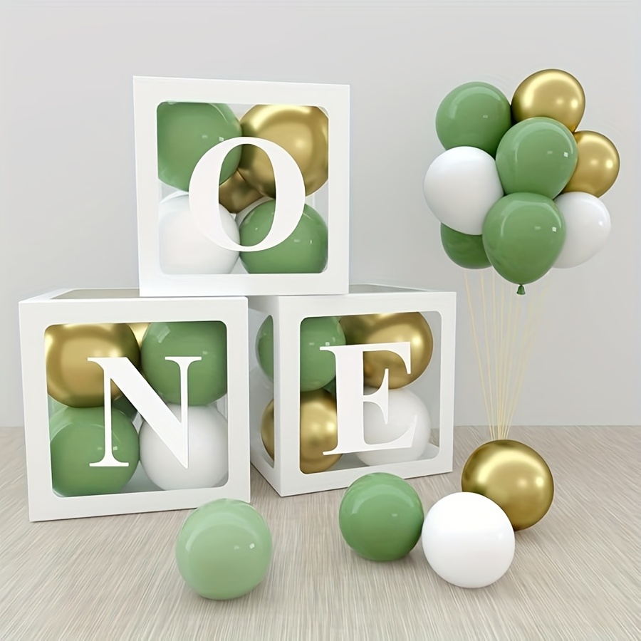 Image of Set Of 3 Balloon Decorations, Suitable For Birthday Decoration, Cube Decoration With 1 Letter For Photo Taking, Props, And Backgrounds, For Halloween, Christmas
