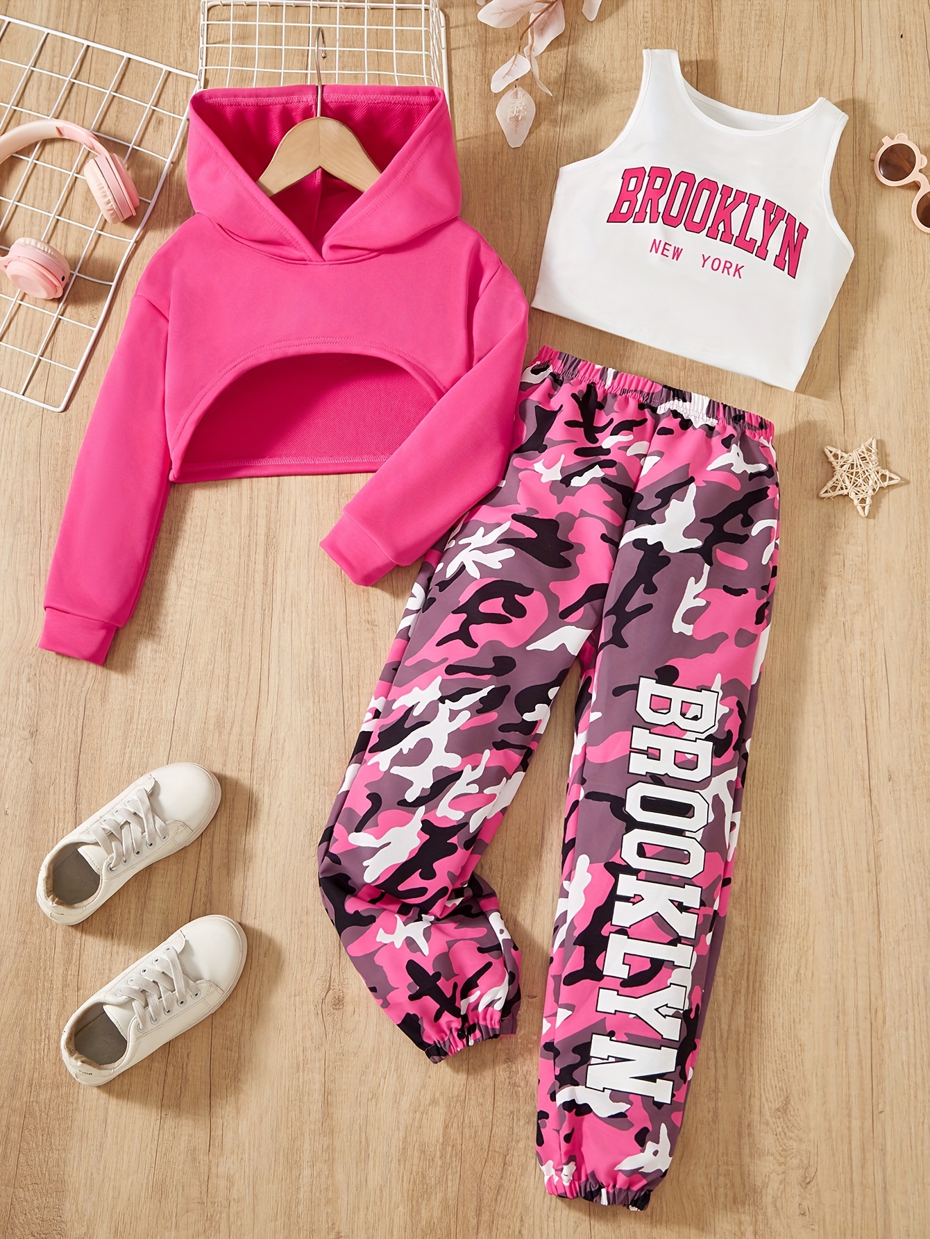 Conjunto Deportivo De 2 Piezas Con Capucha Para Niñas Adolescentes – Sudadera Y Pantalones De Forro Polar Suave