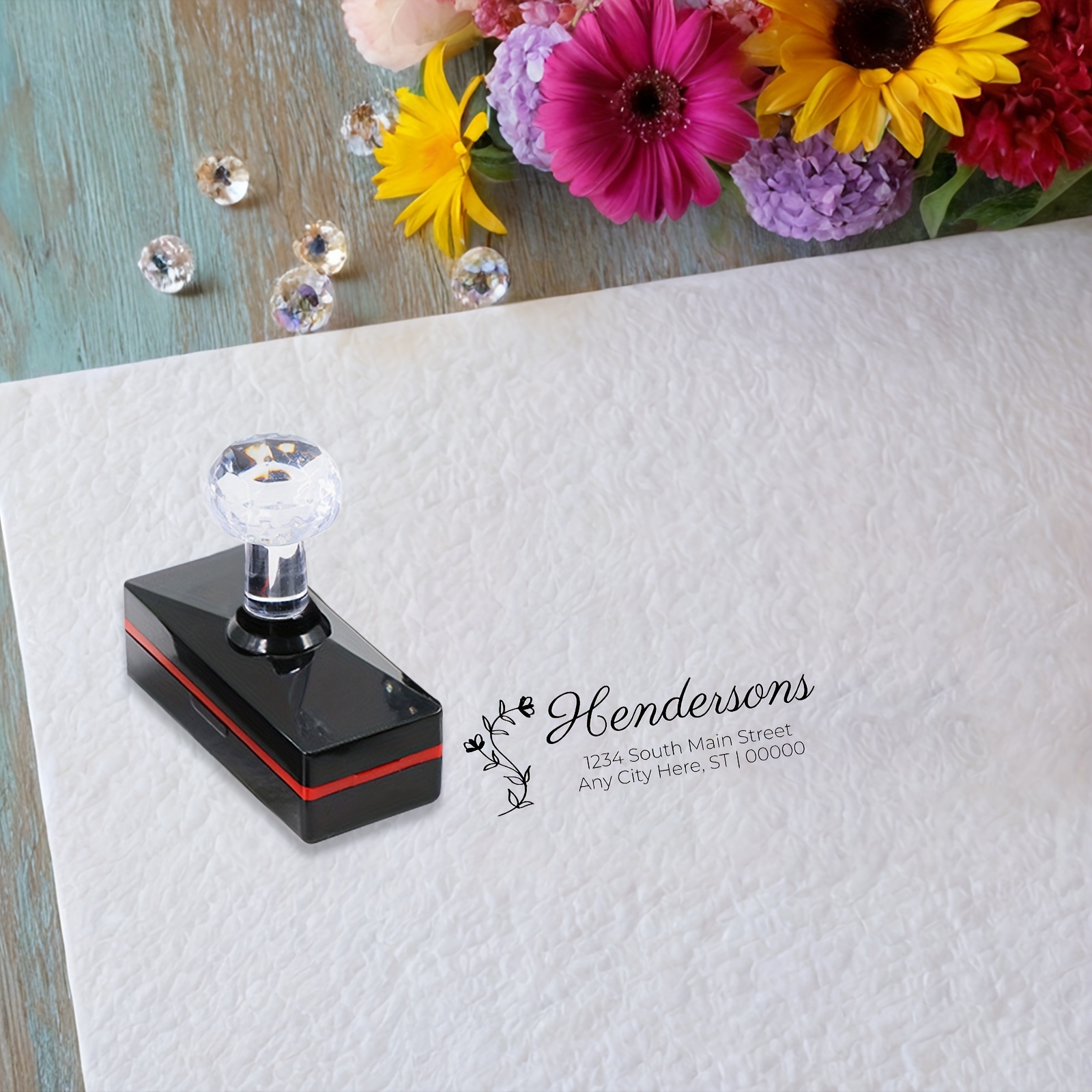 

Custom Name & Address Stamp - Wedding Invitations, Envelopes & Diy Crafts - Abs Resin, Rectangular Shape, Personalized, Name With Address Seal, Wedding Invitation, Diy Crafts