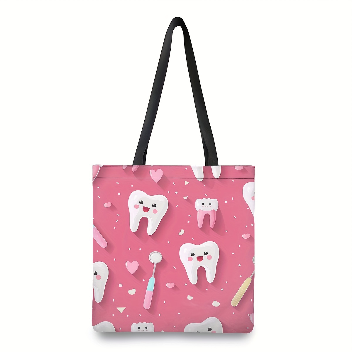 

Chic White Teeth Pattern Tote Bag - Leakproof Polyester, Perfect For Shopping, Travel, Office & School - 15.7x13.4in With Wrist Strap