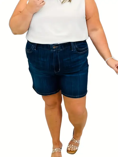 womens plus size elastic denim shorts outdoor comfortable clothing suitable for spring and summer machine washable ladies to wear