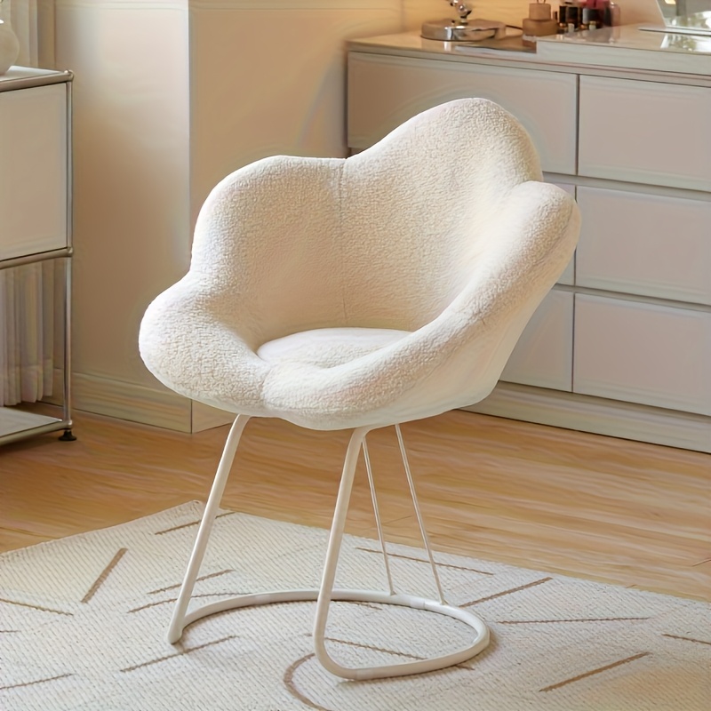 Image of Modern Minimalist Cream-style Dressing Stool With 3 Color Options, Luxury Makeup Chair For Girls' Bedroom Vanity And Nail Art Chair Featuring Plum Backrest