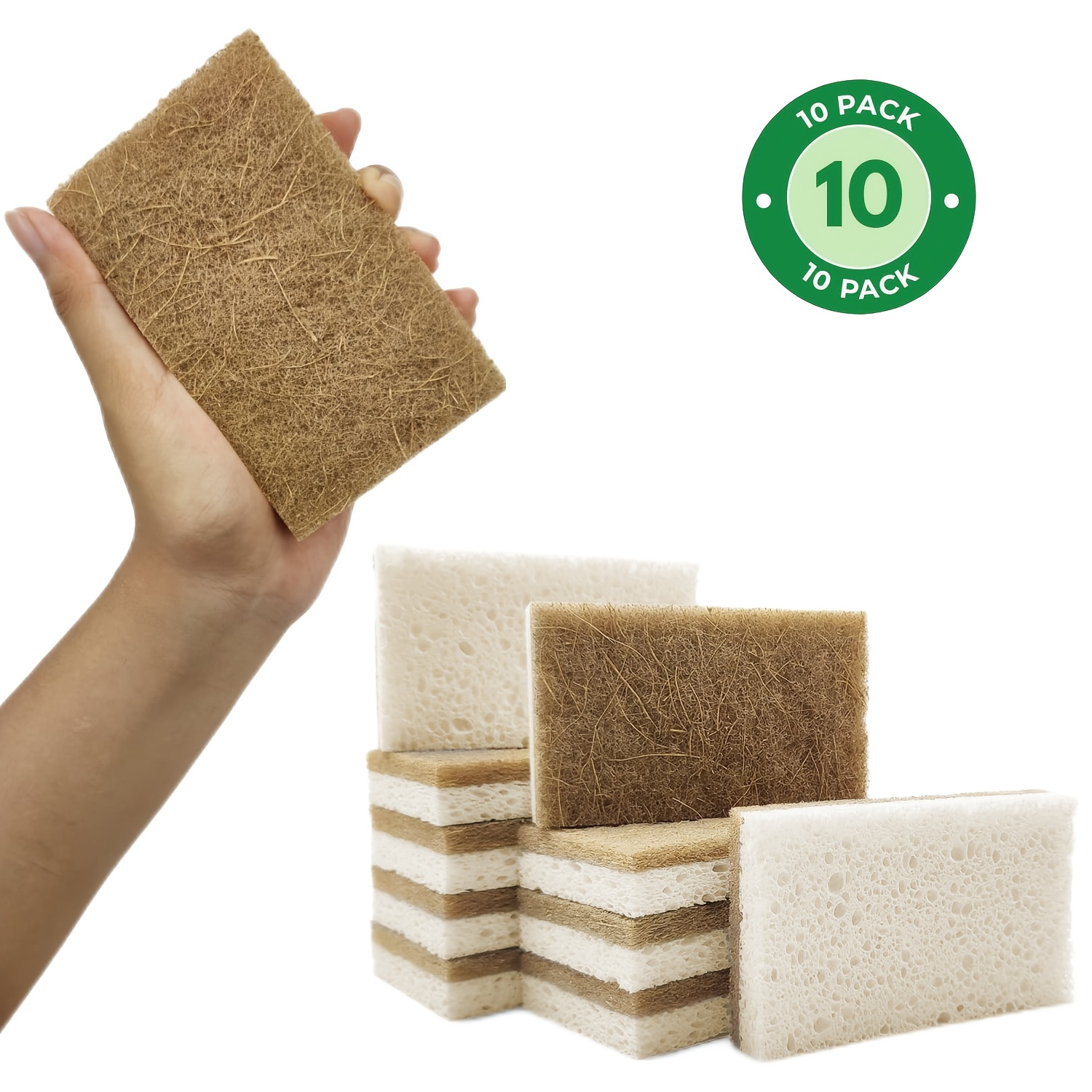 

10 Packs Of Kitchen Sponge - Plant Fiber Sisal, Scrubbing Sponge, Used For Tableware-cleaning