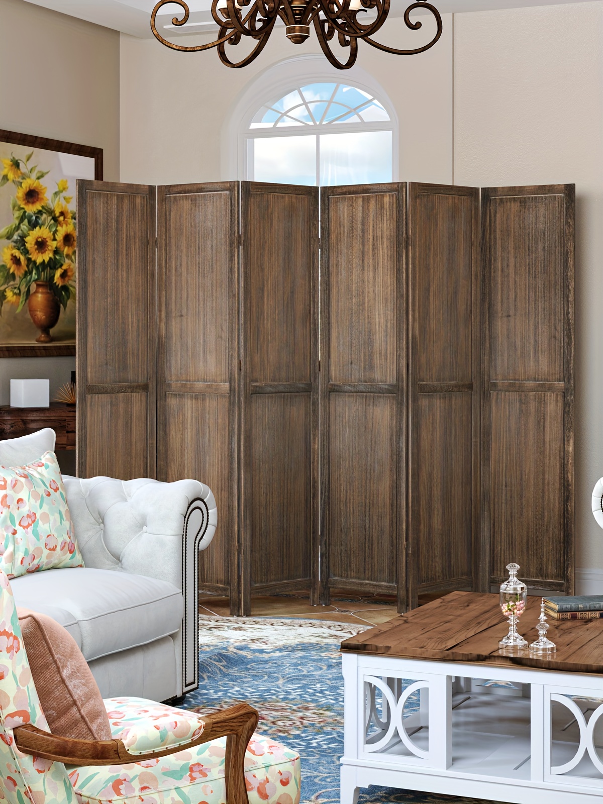 4/6 Panels Room Divider Screen - 360° Adjustable Folding Panels, 91