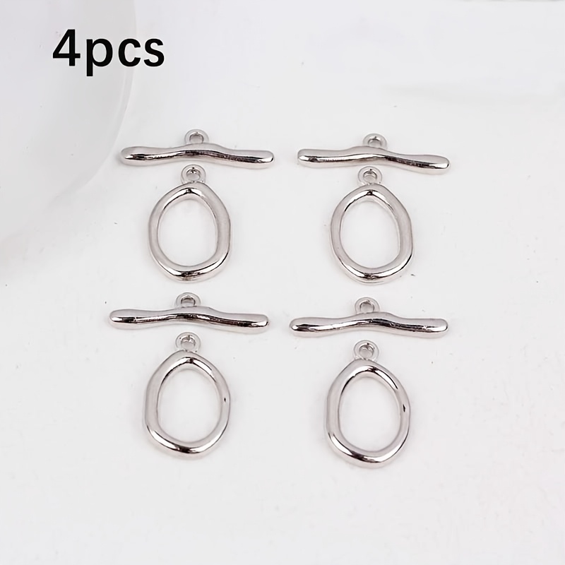 Image of 4pcs/ Sets Stainless Steel Ot Clasps Irregular Wavy Toggle Clasp Connectors For Diy Bracelet Necklace Jewelry Making Supplies