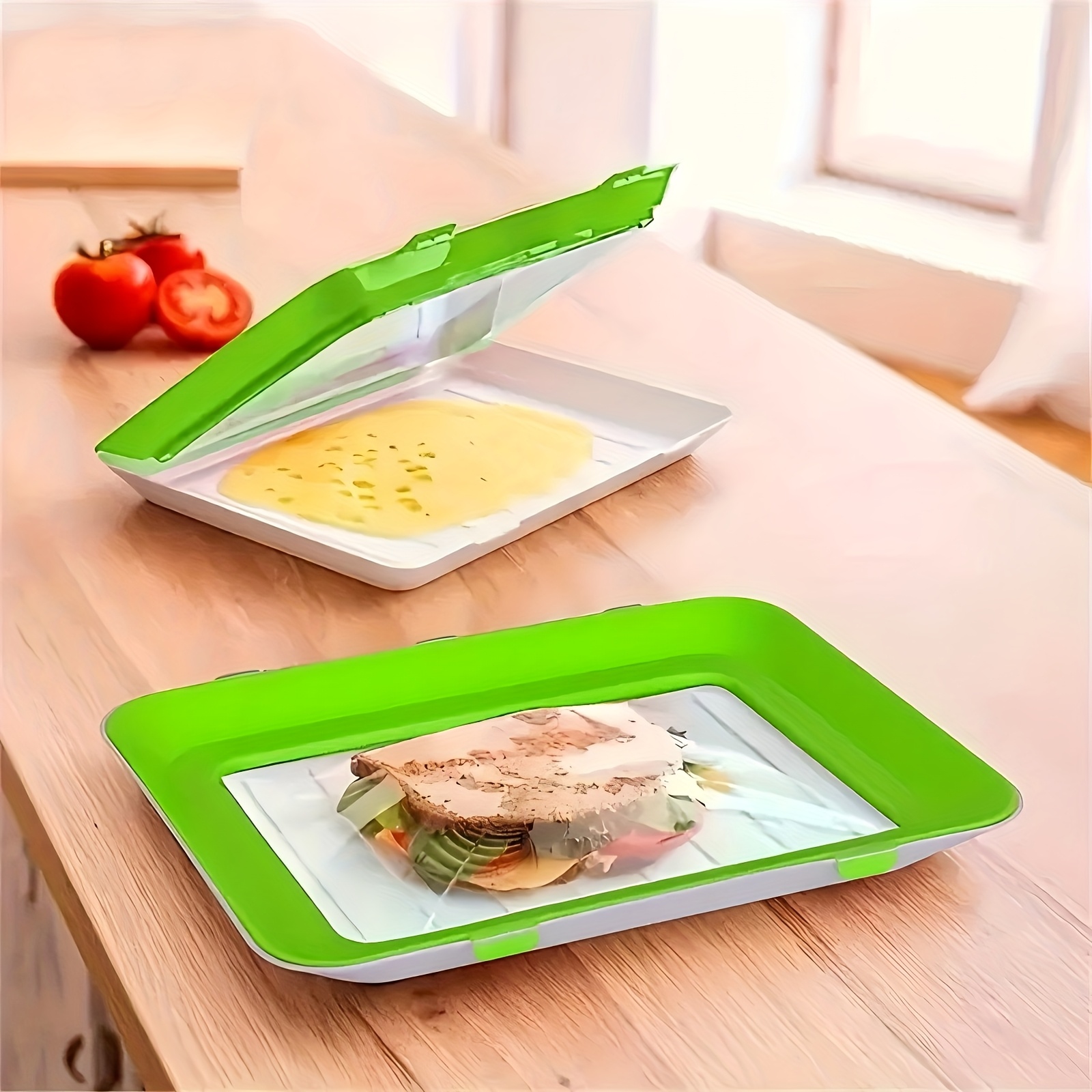 3- Preservation Trays, Vacuum Preservation Trays, Refrigerator Preservation Trays, Food Storage And Preservation Trays, Stackable And Reusable Preservation Trays, Suitable For Home Kitchens.