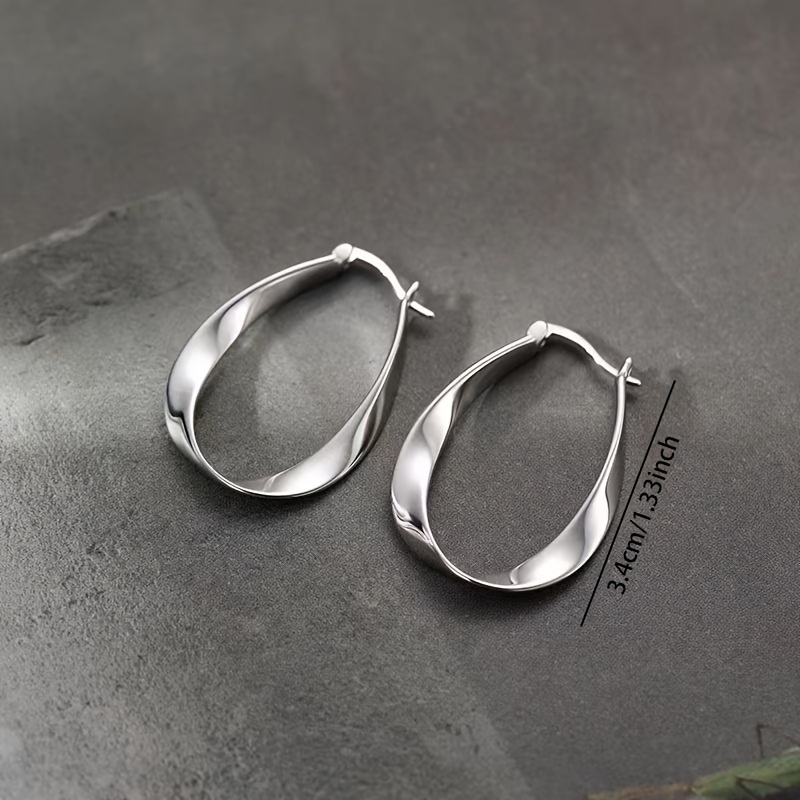 Women's 2pc S925 Sterling Silver Möbius Earrings, High-End Design